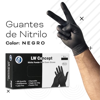Foto 2 | Guantes De Nitrilo Lw Concept Color Negro Caja Con 100 Piezas