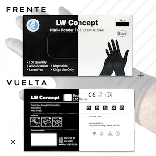 Foto 6 | Guantes De Nitrilo Lw Concept Color Negro Caja Con 100 Piezas