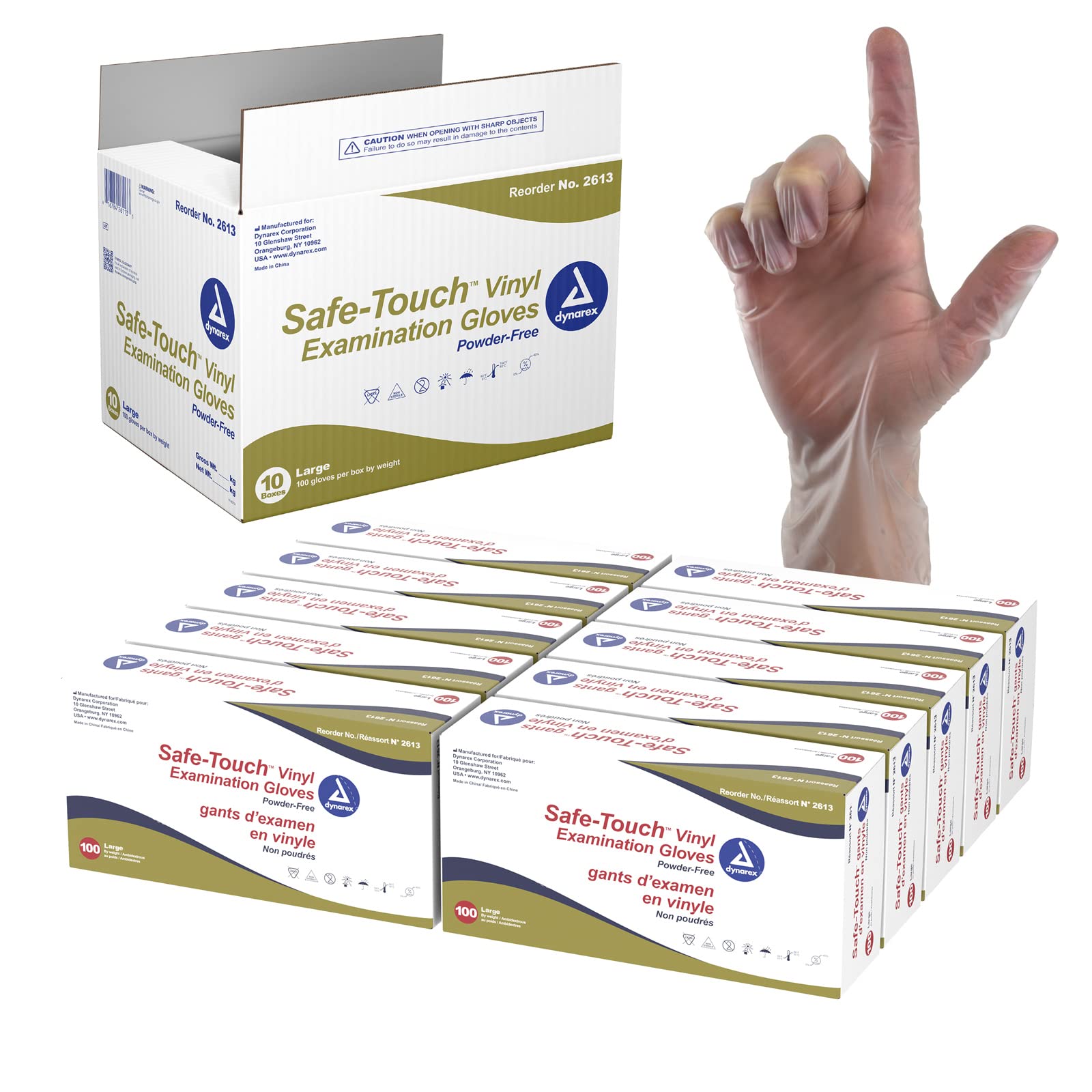 Foto 2 pulgar | Guantes De Examen Desechables Dynarex Safe-touch Vinyl Large - Venta Internacional.