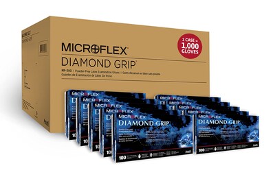 Foto 2 | Guantes De Examen Microflex Mf-300-m Diamond Grip De Látex Medianos - Venta Internacional.