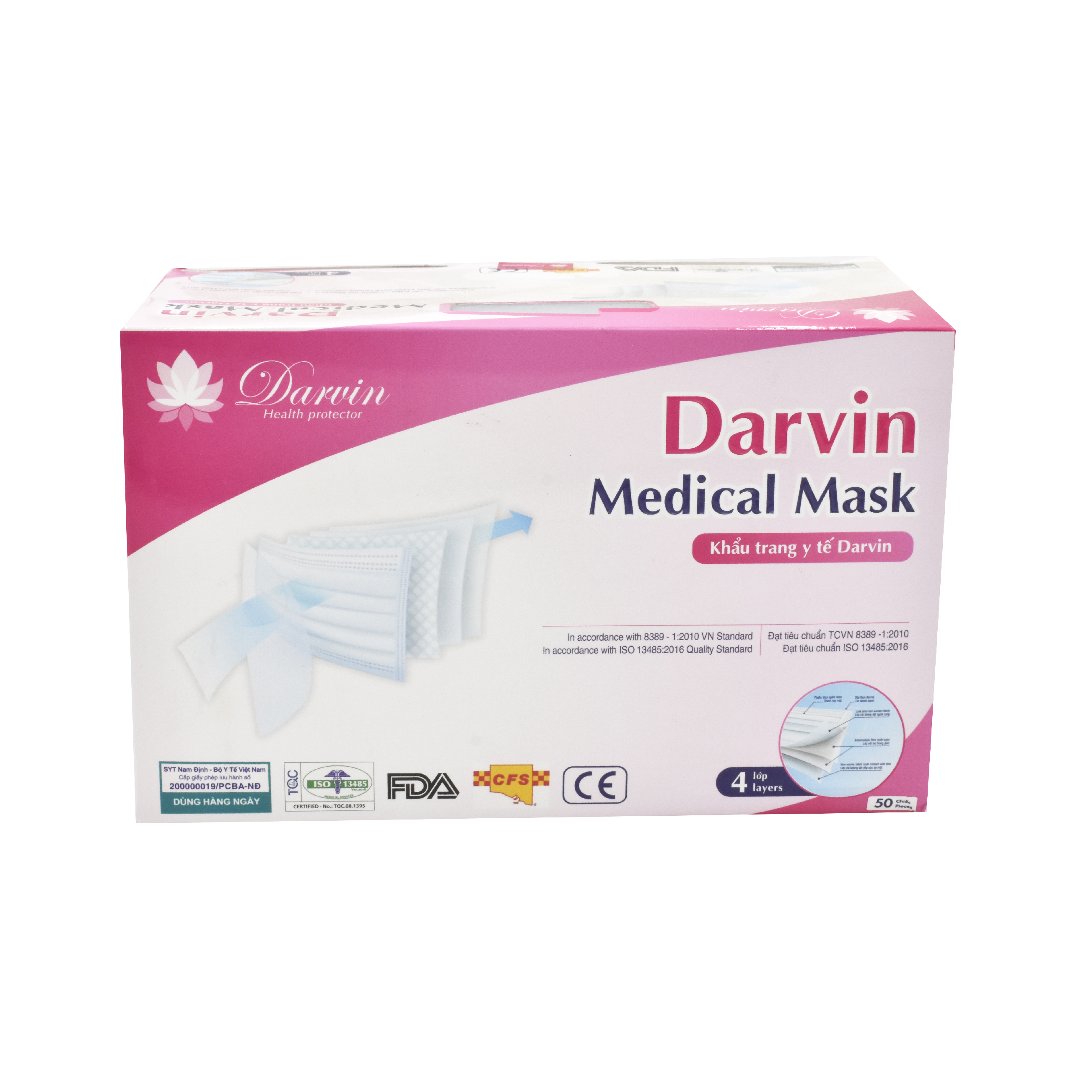 Foto 1 | Cubrebocas Darvin color Azul con 4 Capas