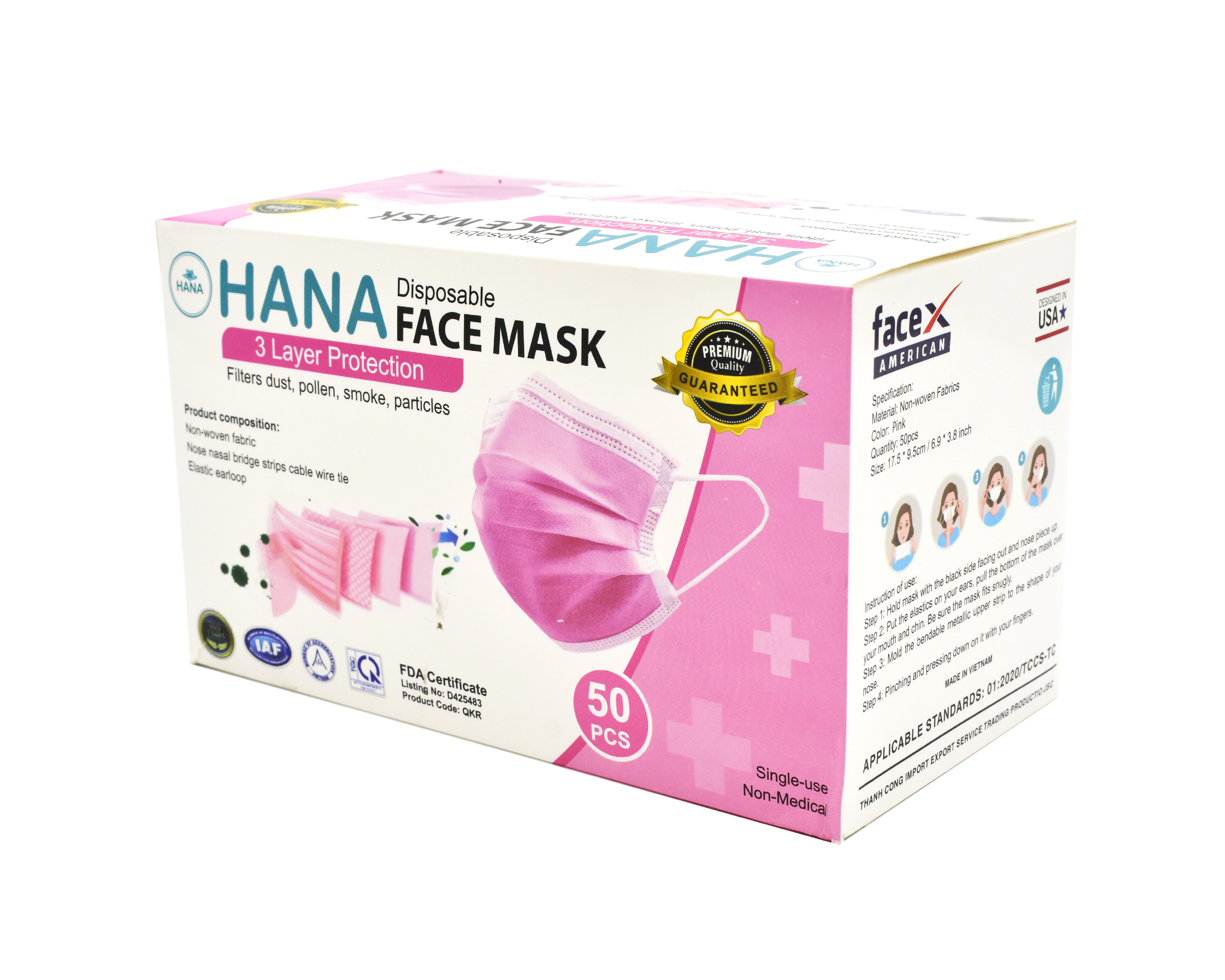 Cubrebocas HANAsis color Rosa con 4 Capas