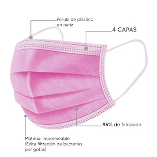 Foto 4 | Cubrebocas HANAsis color Rosa con 4 Capas