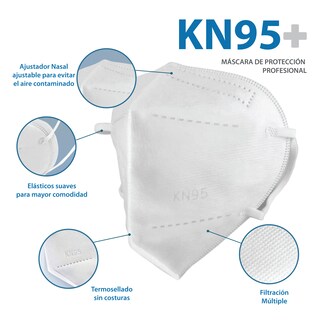 Foto 3 | Cubrebocas KN95 con 5 Capas Certificado color Blanco con 50 Piezas