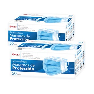 Foto 1 | Cubrebocas Tricapa Termosellado color Azul 100 Piezas