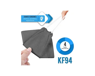 Foto 2 | Paquete De 50 Cubrebocas Hanylish Kf94 color Gris 4 Capas con Distintas Funciones