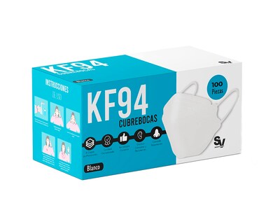Foto 1 | Paquete de 100 Cubrebocas Hanylish Kf94 color Blanco 4 Capas con Distintas Funciones
