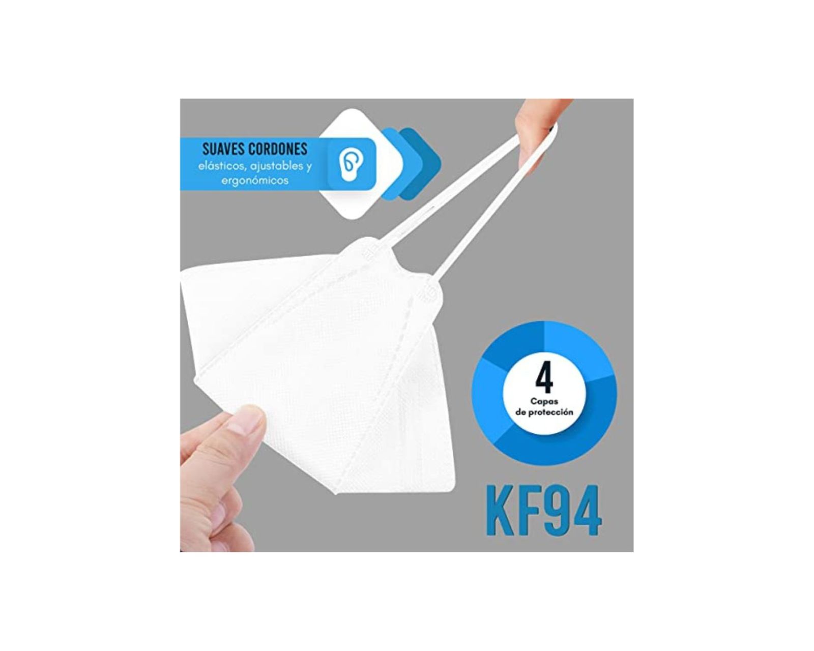 Foto 3 pulgar | Paquete de 100 Cubrebocas Hanylish Kf94 color Blanco 4 Capas con Distintas Funciones