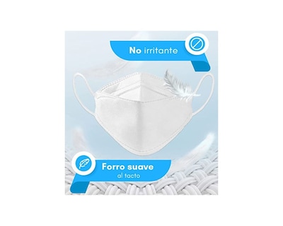 Foto 3 | Paquete de 100 Cubrebocas Hanylish Kf94 color Blanco 4 Capas con Distintas Funciones