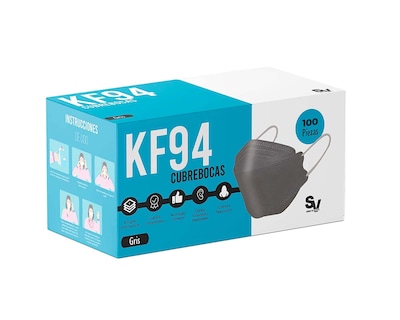 Foto 1 | Paquete de 100 Cubrebocas Hanylish Kf94 color Gris 4 Capas con Distintas Funciones