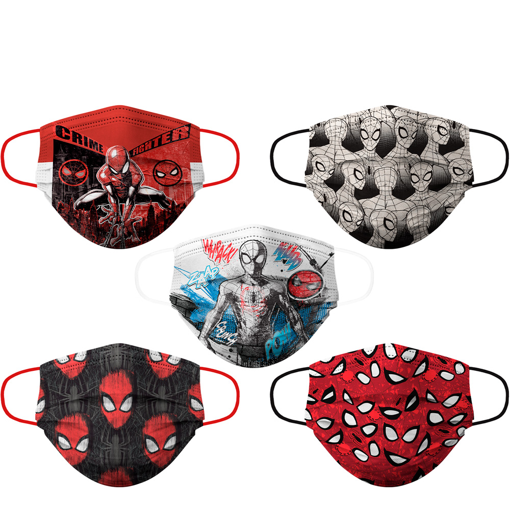 Cubrebocas Lavable Biomsk Multicolor Spiderman para Adulto 5 pz