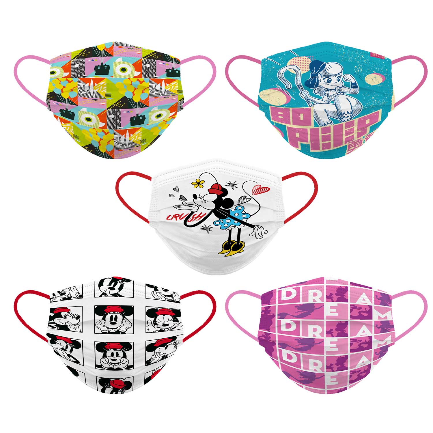 Foto 1 | Cubrebocas Lavable Biomsk Multicolor para Dama Disney 5 pz