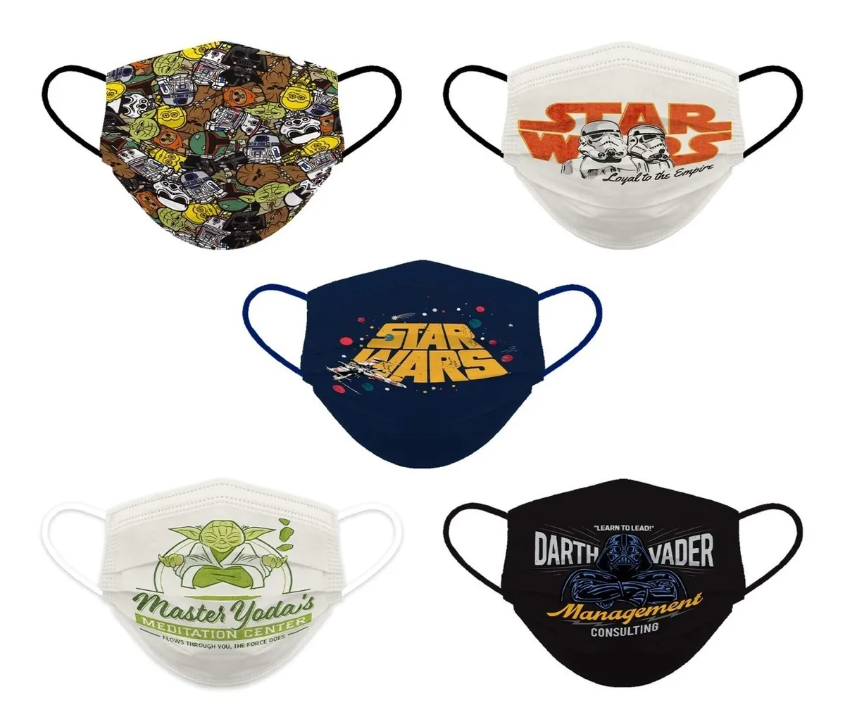 Cubrebocas Lavable Biomsk Multicolor Star Wars para Adulto 5 pz