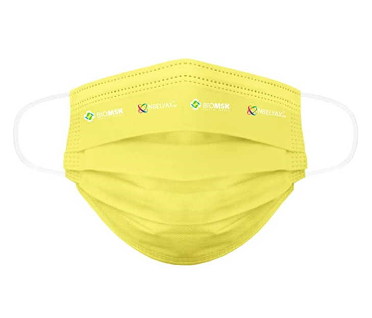 Foto 1 | Cubrebocas Lavable Biomsk color Amarillo para Adulto 5 pz