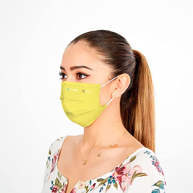 Foto 3 | Cubrebocas Lavable Biomsk color Amarillo para Adulto 5 pz