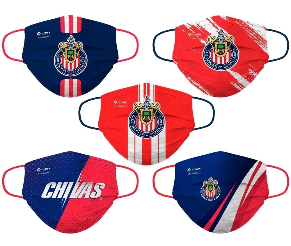 Cubrebocas Lavable Biomsk Chivas Multicolor 5 pz $349