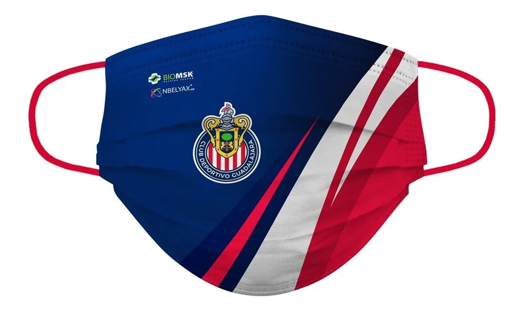 Foto 3 | Cubrebocas Lavable Biomsk Chivas Multicolor 5 pz