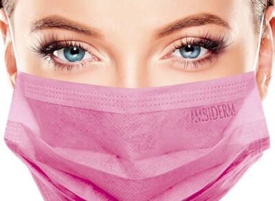 Foto 2 | Cubrebocas Ambiderm 50pz color Rosa
