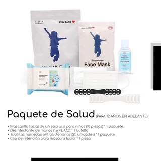 Foto 2 | Byd Care Kit De Cuidado Personal Para Regreso A Clase 12+ Años Cubrebocas Toallitas Desinfectante