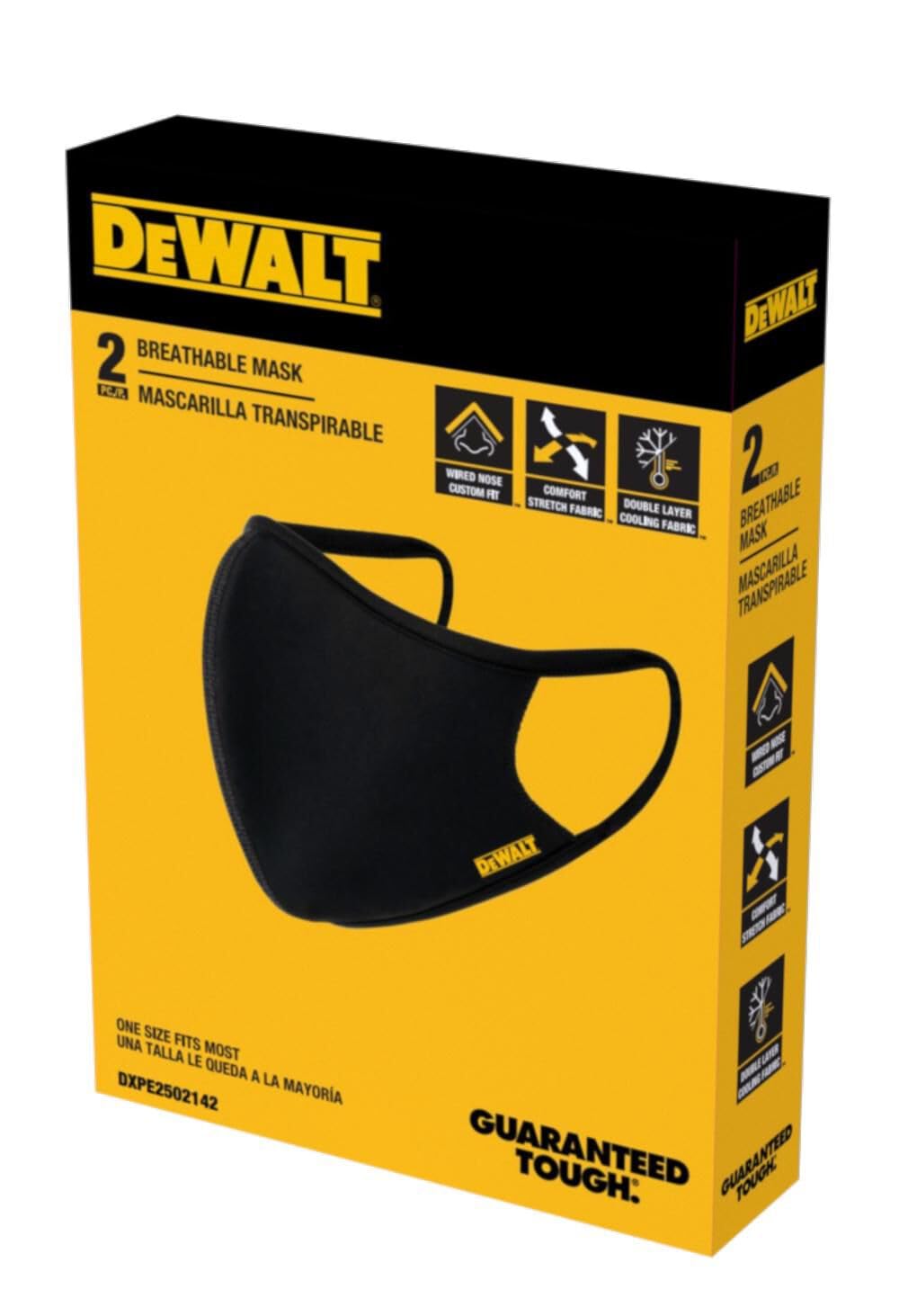 Foto 3 pulgar | Mascarillas Faciales De Tela Dewalt Ajustables Negras, Paquete De 2 - Venta Internacional.