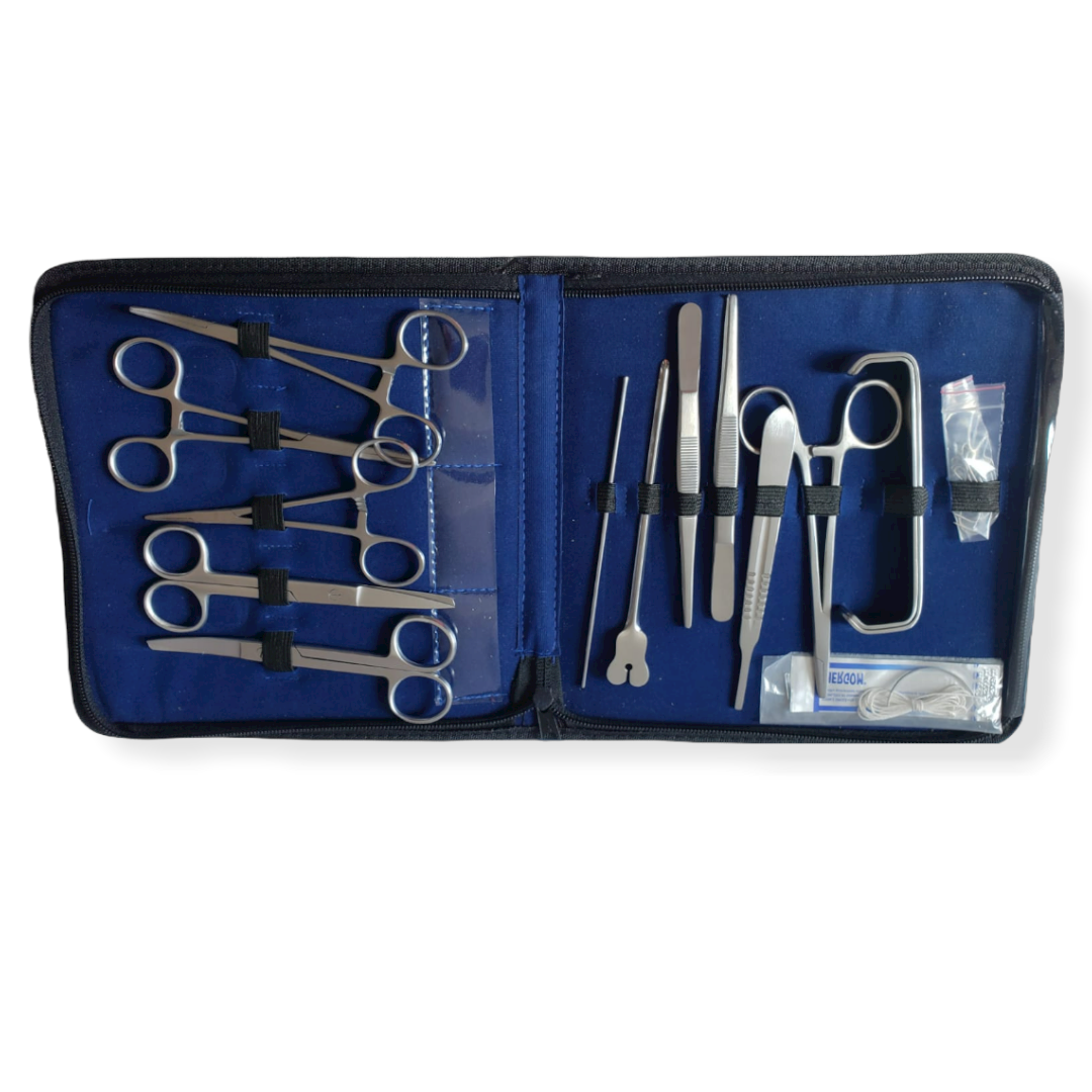 Estuche Disección 16 Piezas Instrumental Hergom Silvery 13-4 Plata