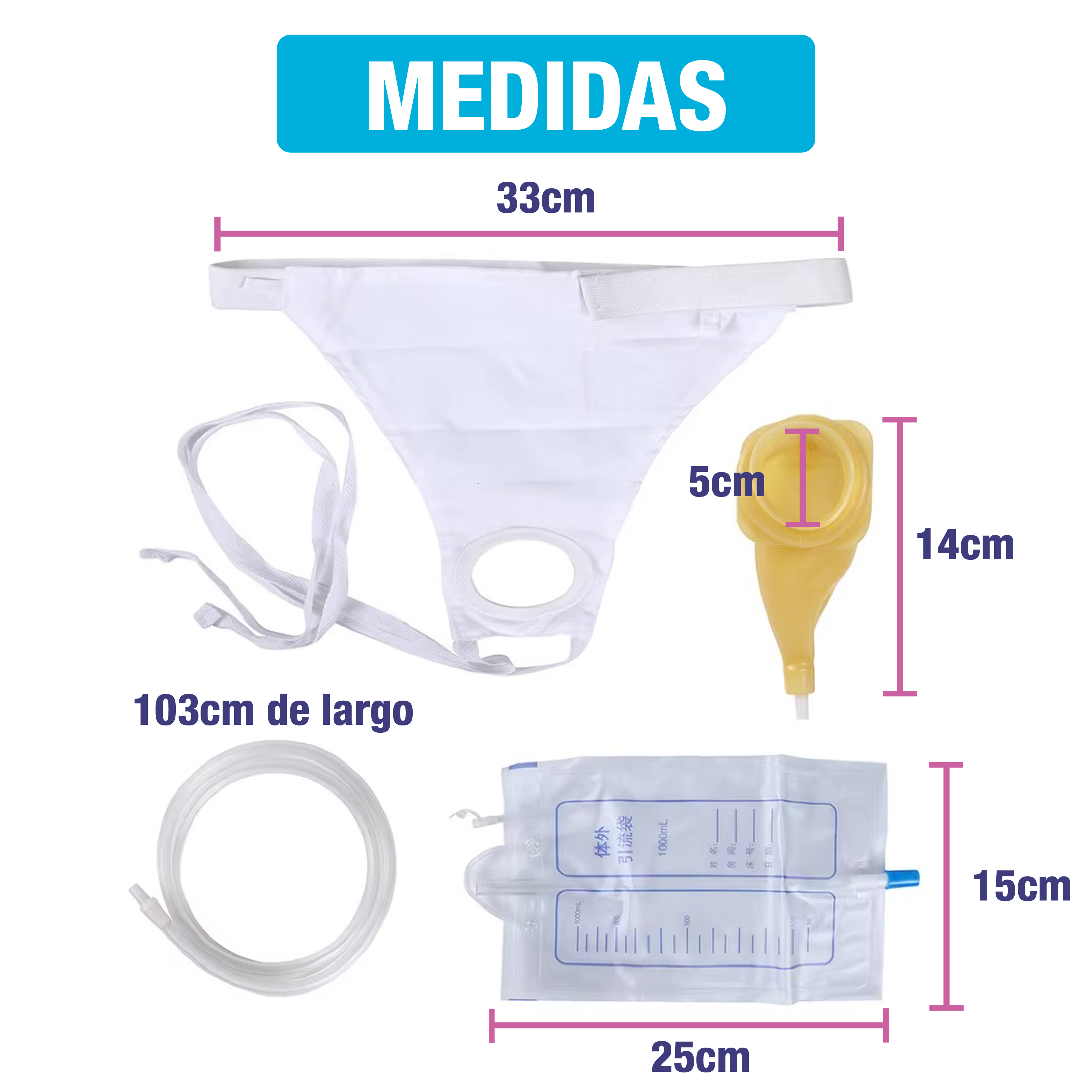 Foto 7 pulgar | Recolector de Orina para Hombre Bolsa Recolectora de Látex