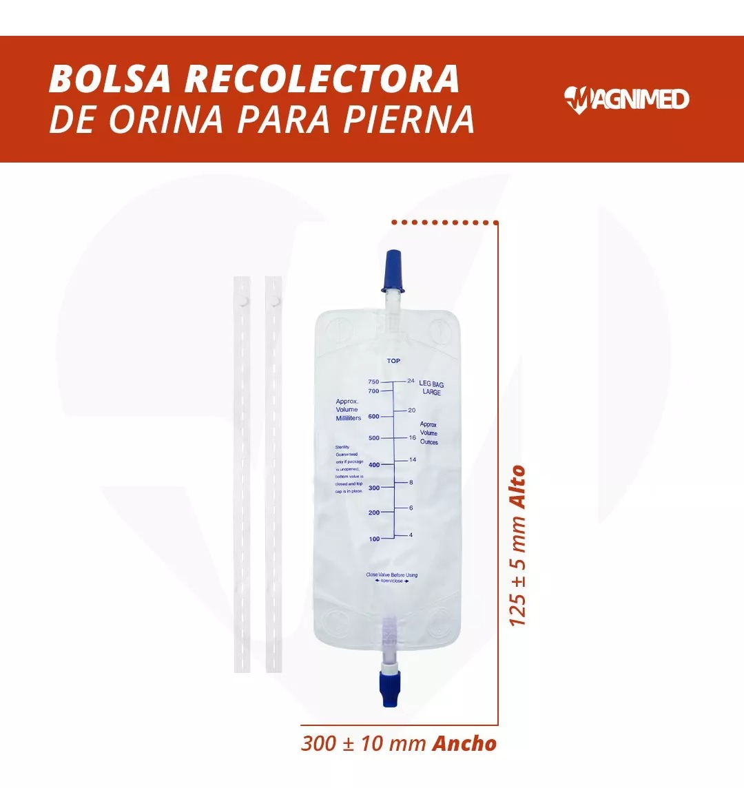 Foto 5 pulgar | Bolsa Recolectora De Orina Para Pierna 750 Ml - 10 Piezas