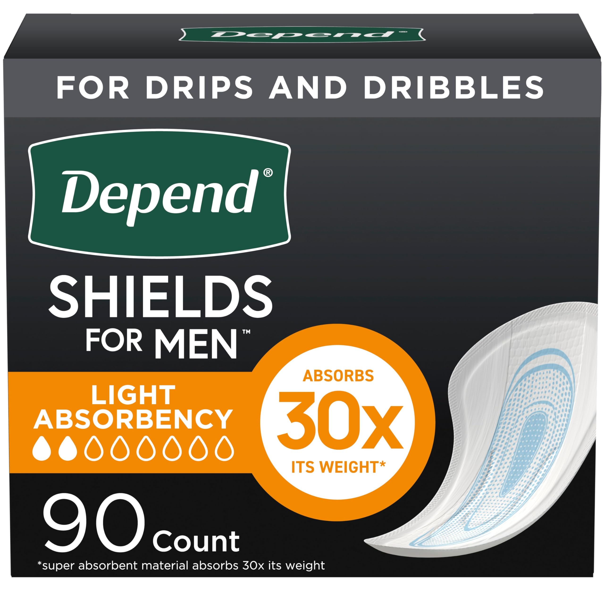 Almohadillas Para Incontinencia Depend Shields Para Hombre, Ligeras, 90 Unidades - Venta Internacional.