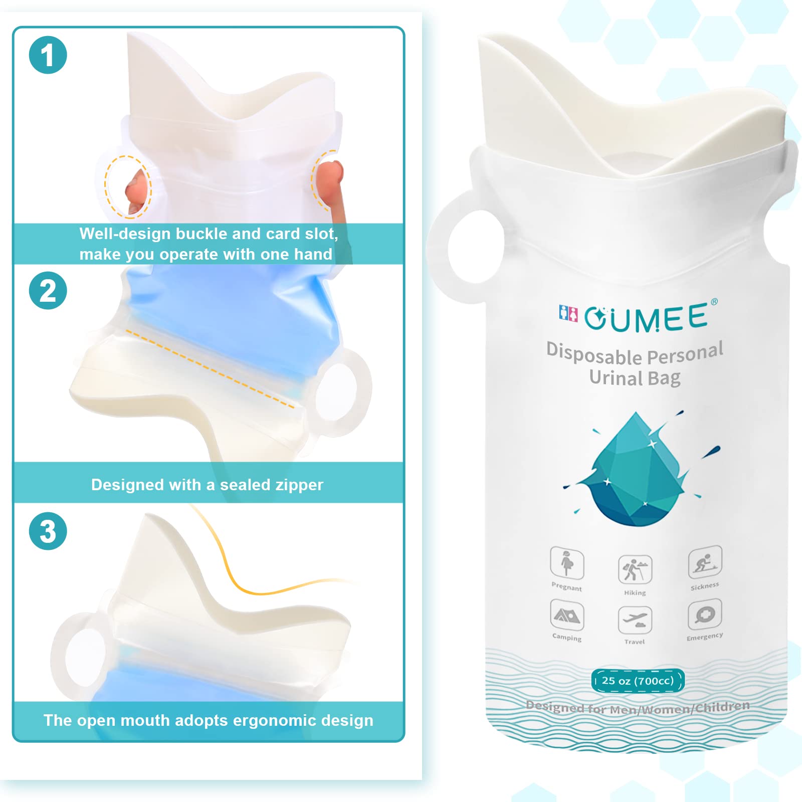Foto 5 pulgar | Bolsas Para Orinar Desechables De Emergencia Oumee, De 700 Ml, Para Acampar, Para Orinar, Unisex, Bo - Venta Internac