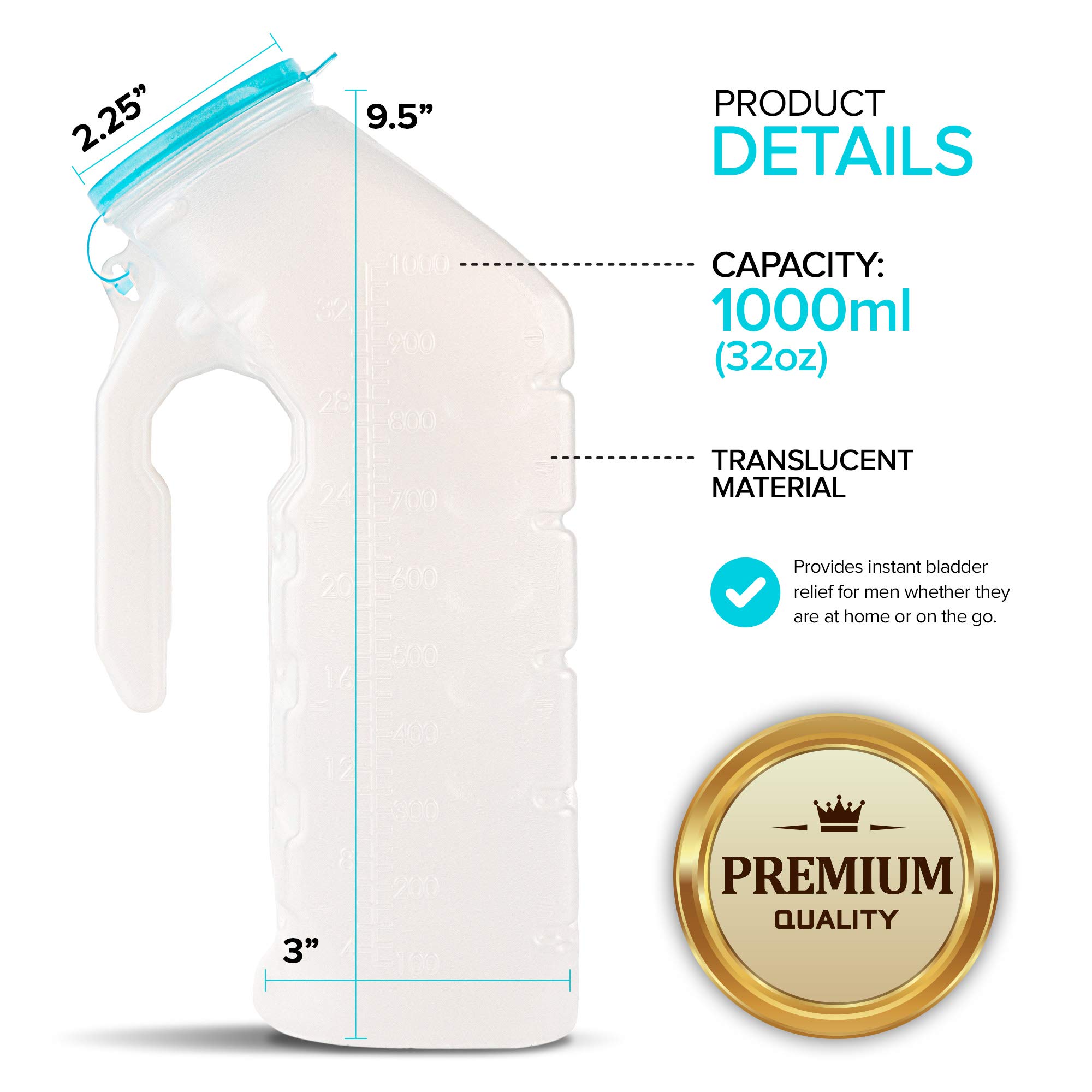 Foto 3 pulgar | Urinario Masculino Stock Your Home, 1000 Ml, Tapa Que Brilla En La Oscuridad X6 - Venta Internacional.