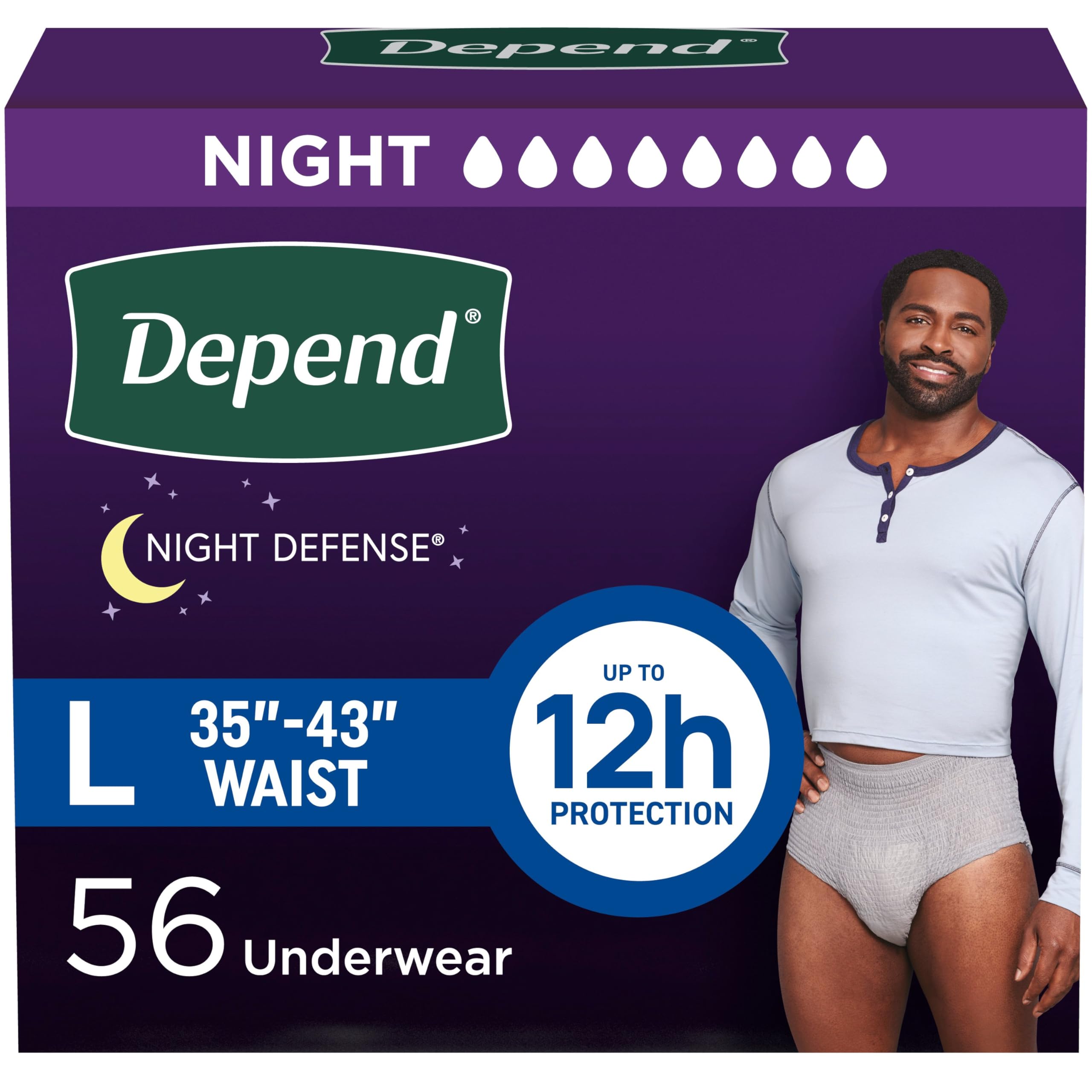 Foto 2 pulgar | Ropa Interior Para Adultos Para Incontinencia Depend Night Defense Para Hombre L 56u - Venta Internacional.