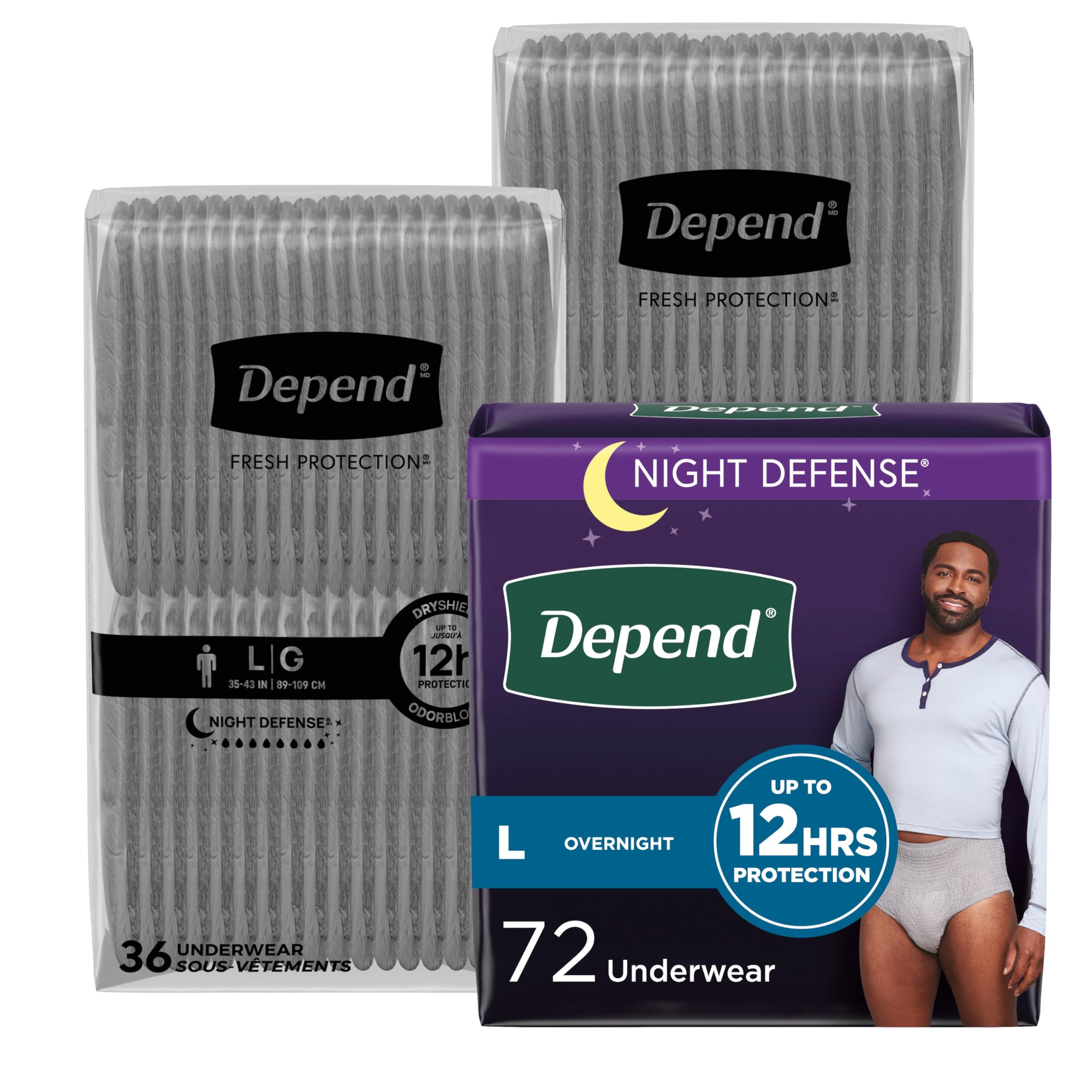 Foto 3 pulgar | Ropa Interior Para Adultos Para Incontinencia Depend Night Defense Para Hombre L 72u - Venta Internacional.
