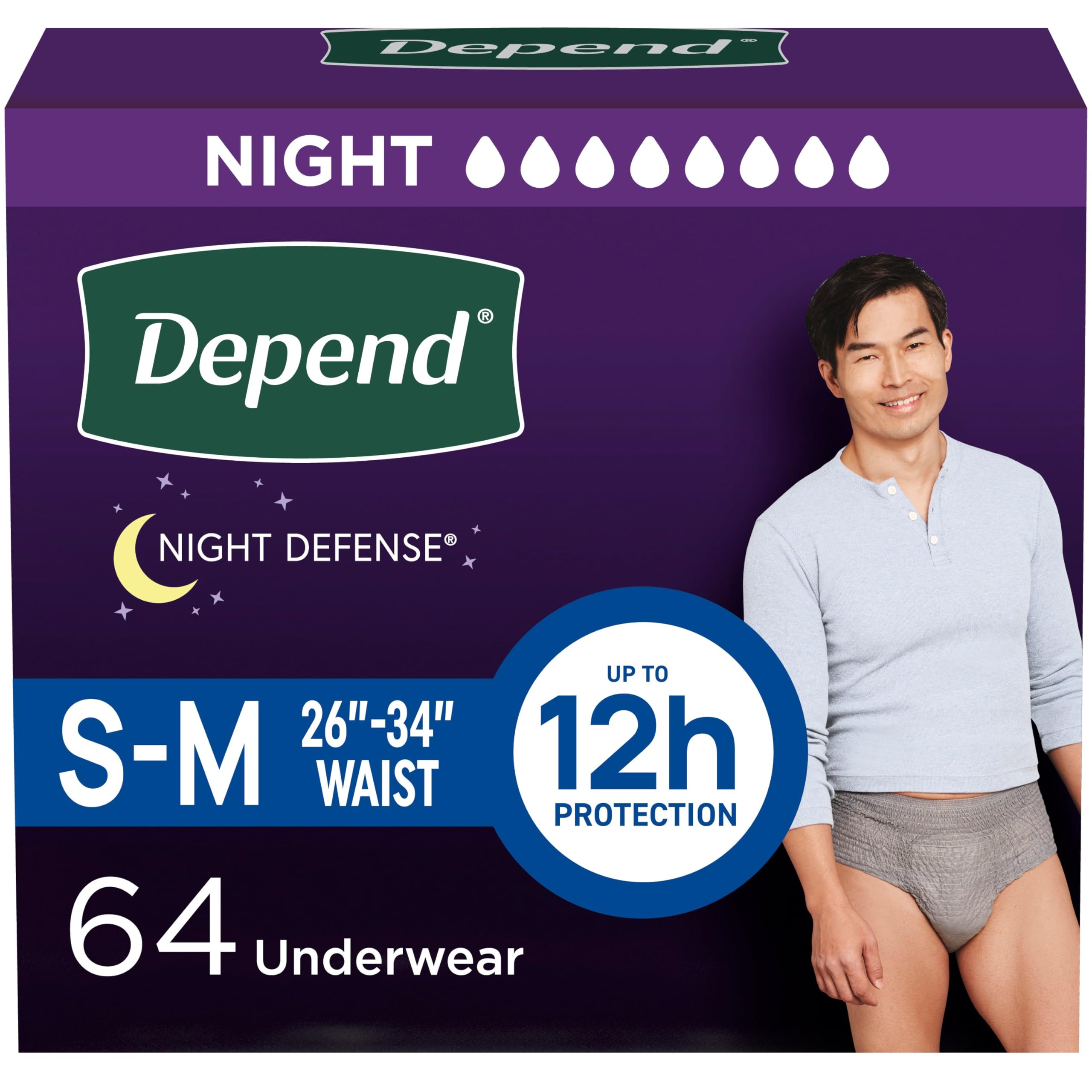 Foto 2 pulgar | Ropa Interior Para Adultos Para Incontinencia Depend Night Defense Para Hombre S/m - Venta Internacional.
