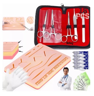 Foto 1 | Kit De Sutura Equipo De Sutura Pad Suturas Quirurgicas Belug18 Pzs Estuche Rojo
