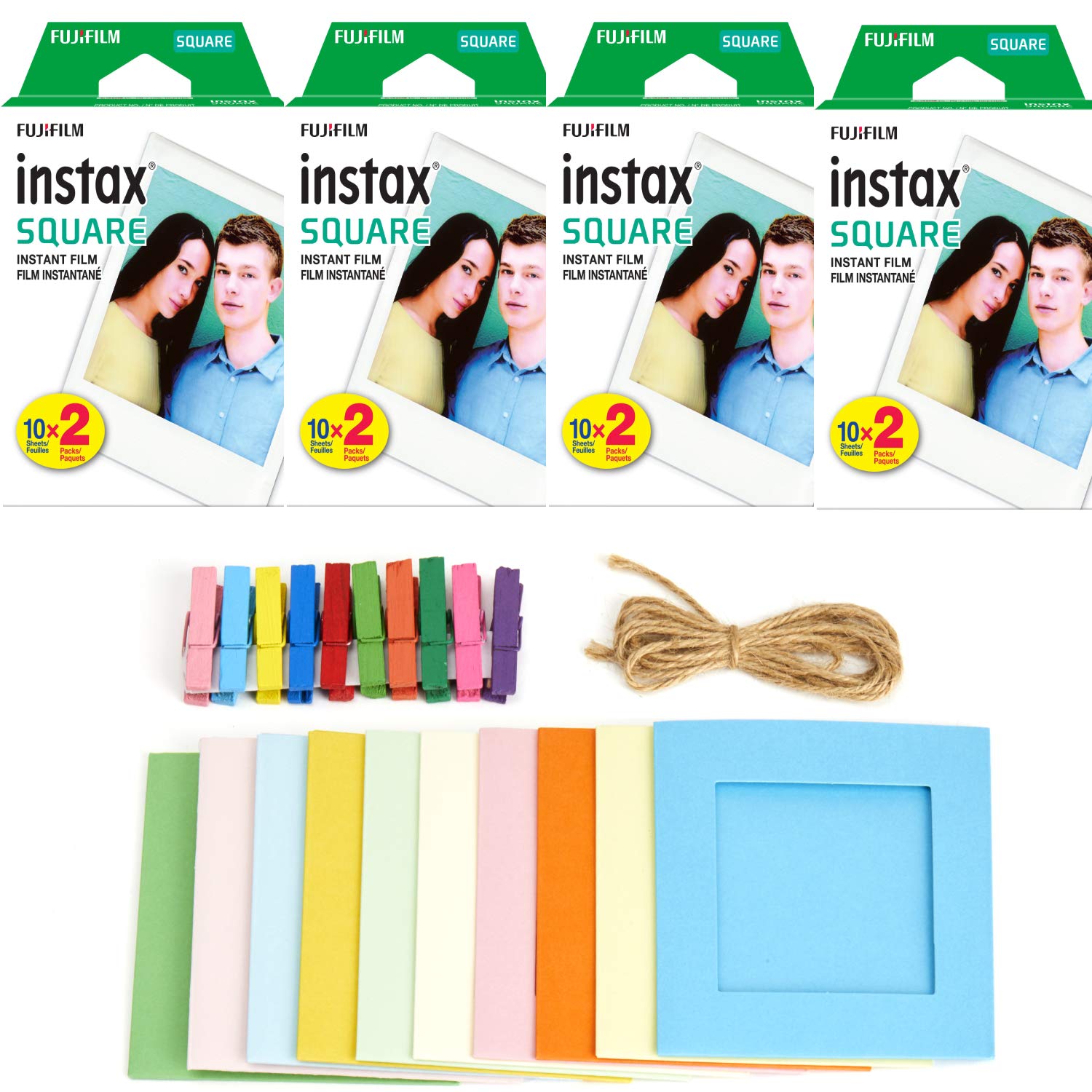 Foto 2 pulgar | Película Fujifilm Instax Square Instant Film (80 Exposiciones) + Marcos De Fotos Colgantes - Venta Internacional.
