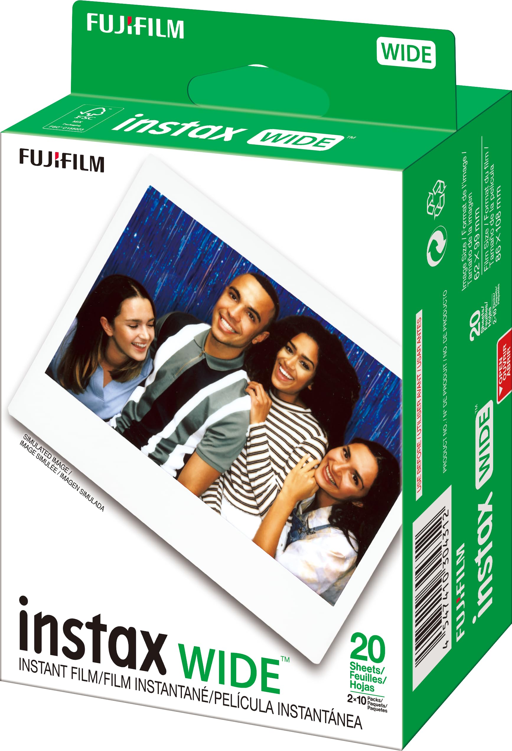 Foto 3 pulgar | Película Instantánea Fujifilm Instax Wide, Paquete Doble (100 Hojas) - Venta Internacional.