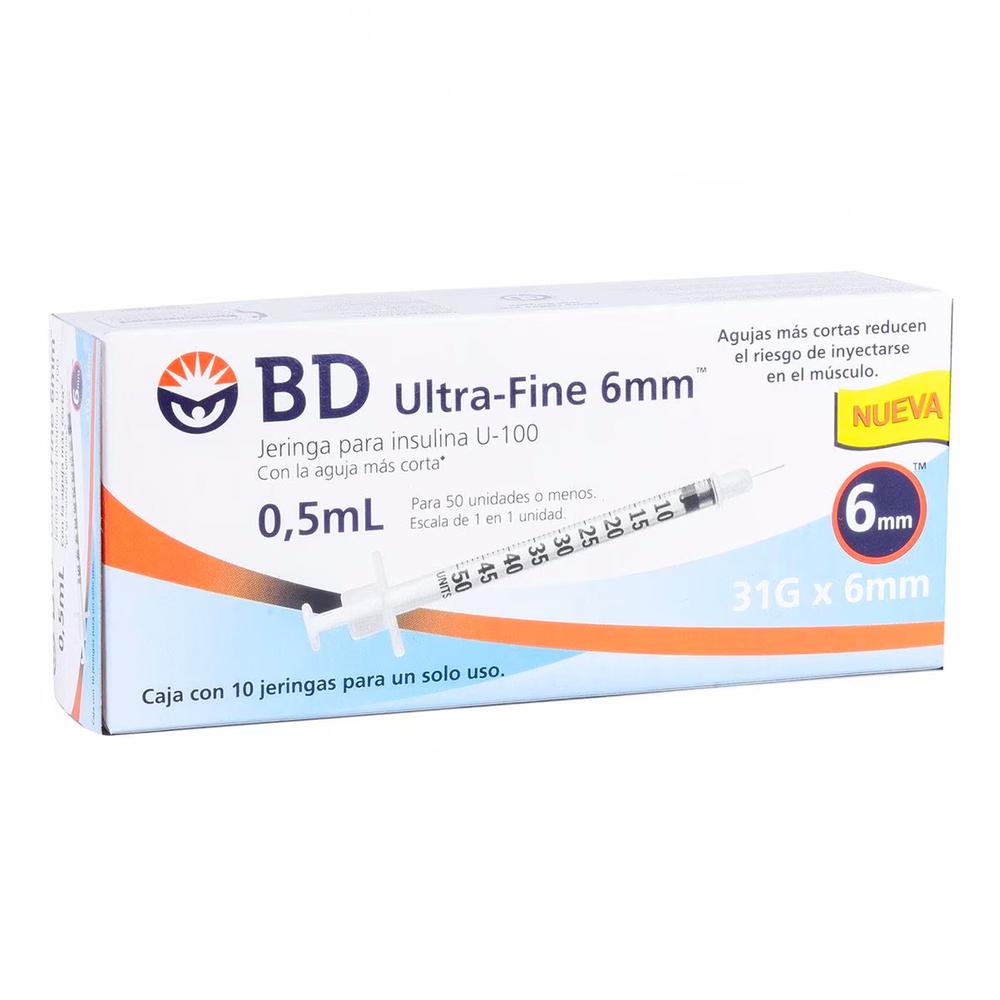 Foto 2 pulgar | Jeringa para Insulina Bd Ultra Fine 0.5 ml con Aguja 31g x 6 mm 10 Piezas