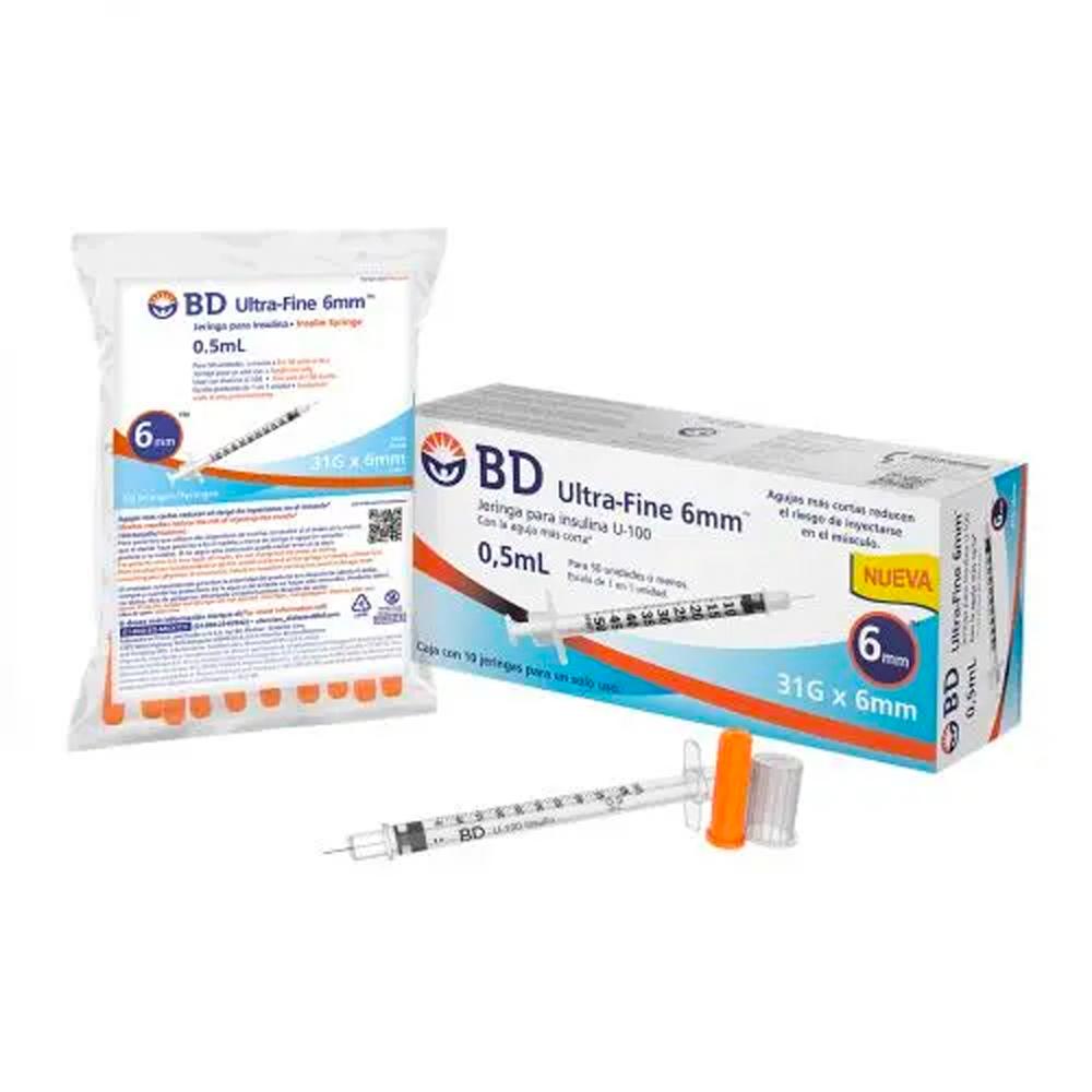 Foto 4 pulgar | Jeringa para Insulina Bd Ultra Fine 0.5 ml con Aguja 31g x 6 mm 10 Piezas
