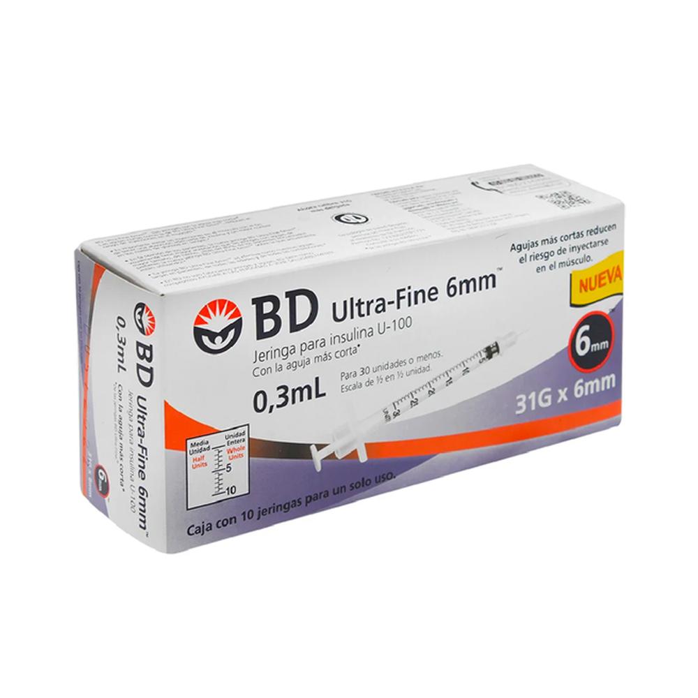 Foto 2 | Jeringa para Insulina Bd Ultra Fine 0.3 ml con Aguja 31g x 6 mm 10 Piezas