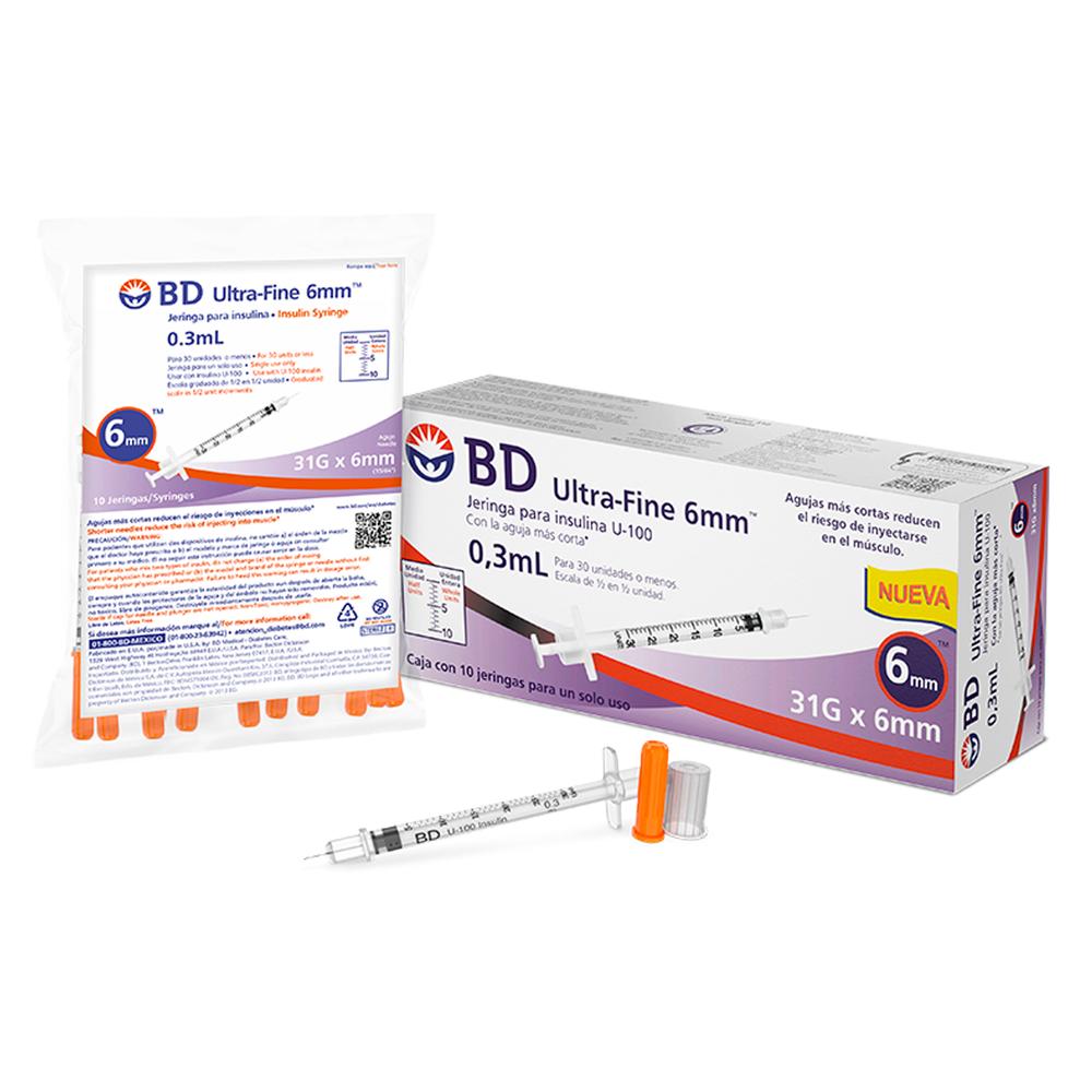 Foto 3 | Jeringa para Insulina Bd Ultra Fine 0.3 ml con Aguja 31g x 6 mm 10 Piezas