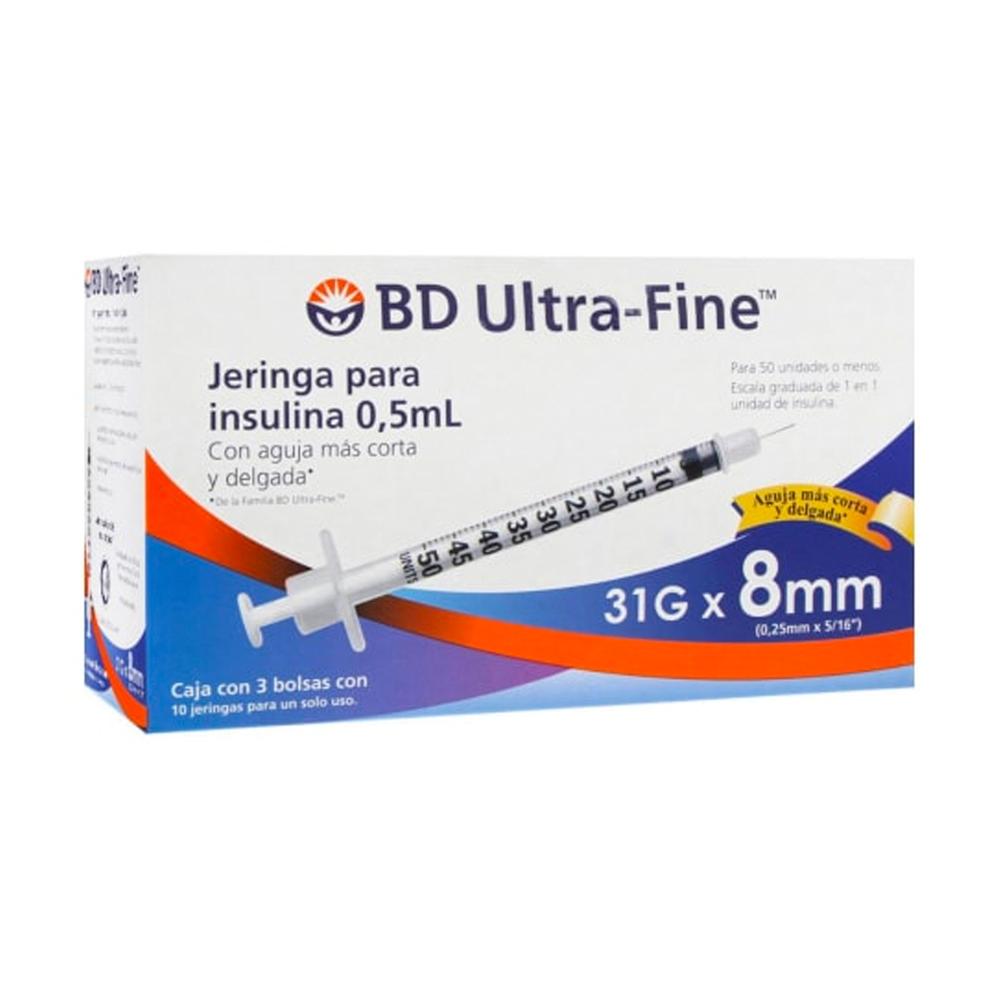 Foto 3 pulgar | Jeringa para Insulina Bd Ultra Fine 0.5 ml con Aguja 31g x 8 mm 10 Piezas