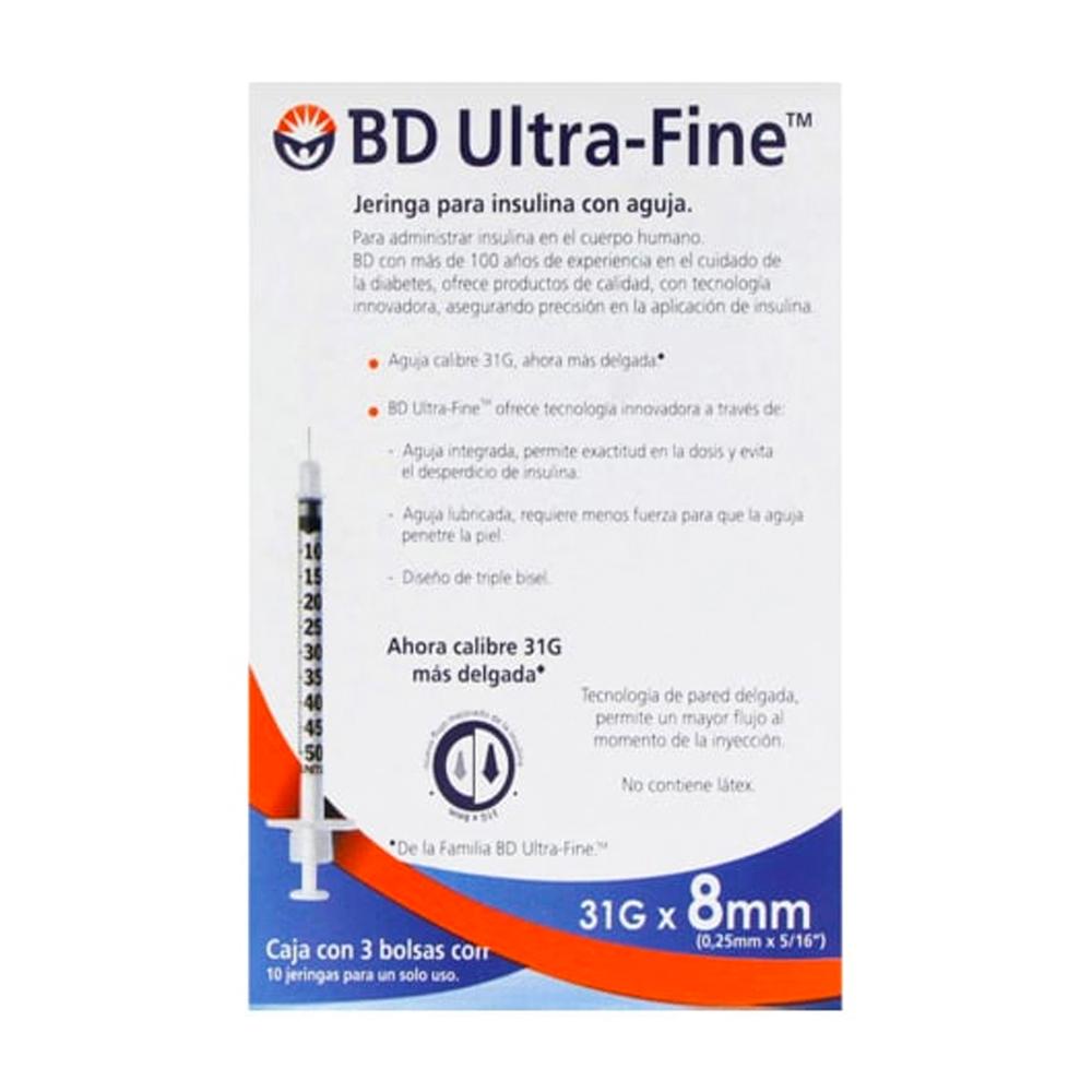 Foto 4 pulgar | Jeringa para Insulina Bd Ultra Fine 0.5 ml con Aguja 31g x 8 mm 10 Piezas