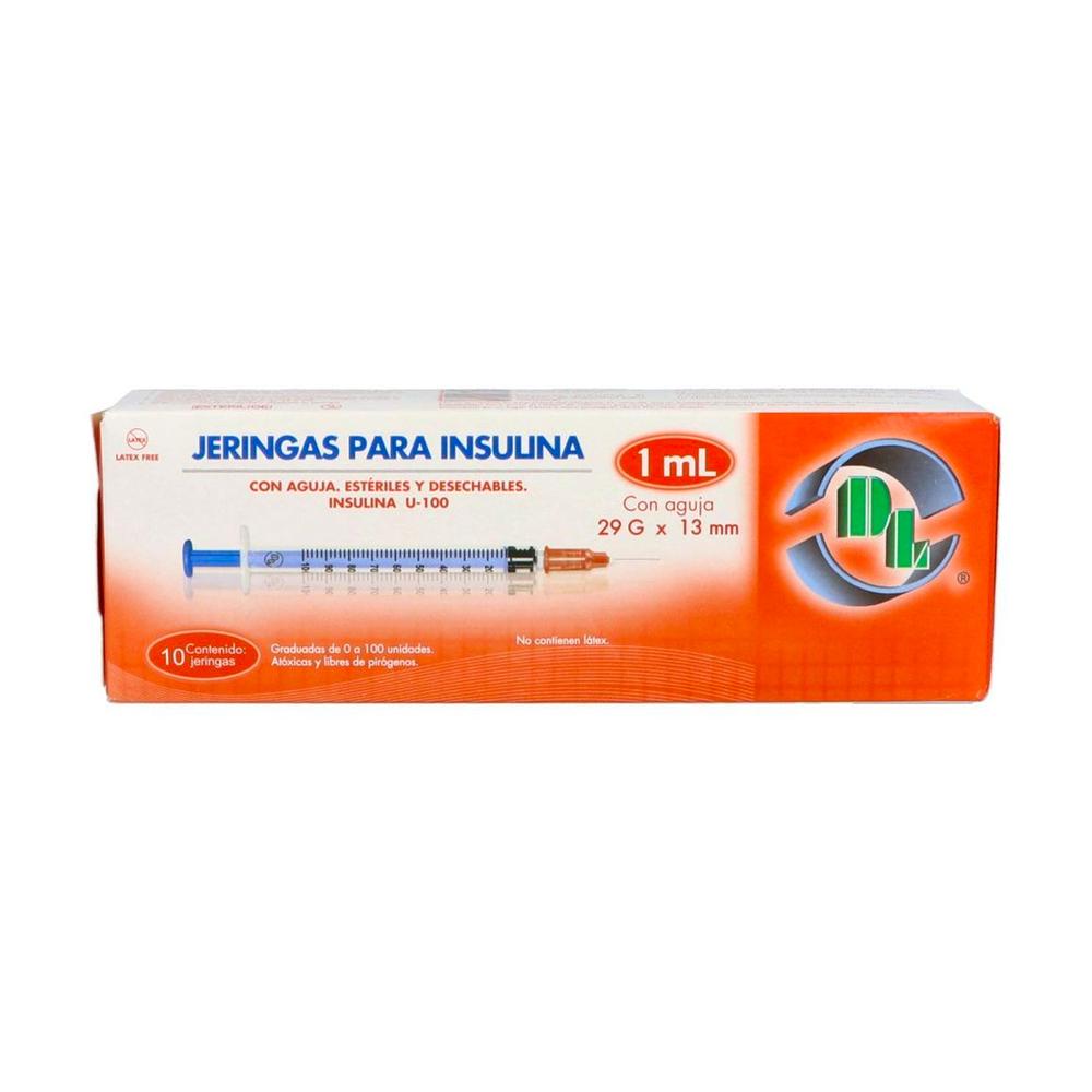 Foto 2 pulgar | Jeringa para Insulina Dl 1 ml con Aguja 29g x 13 mm 10 Piezas