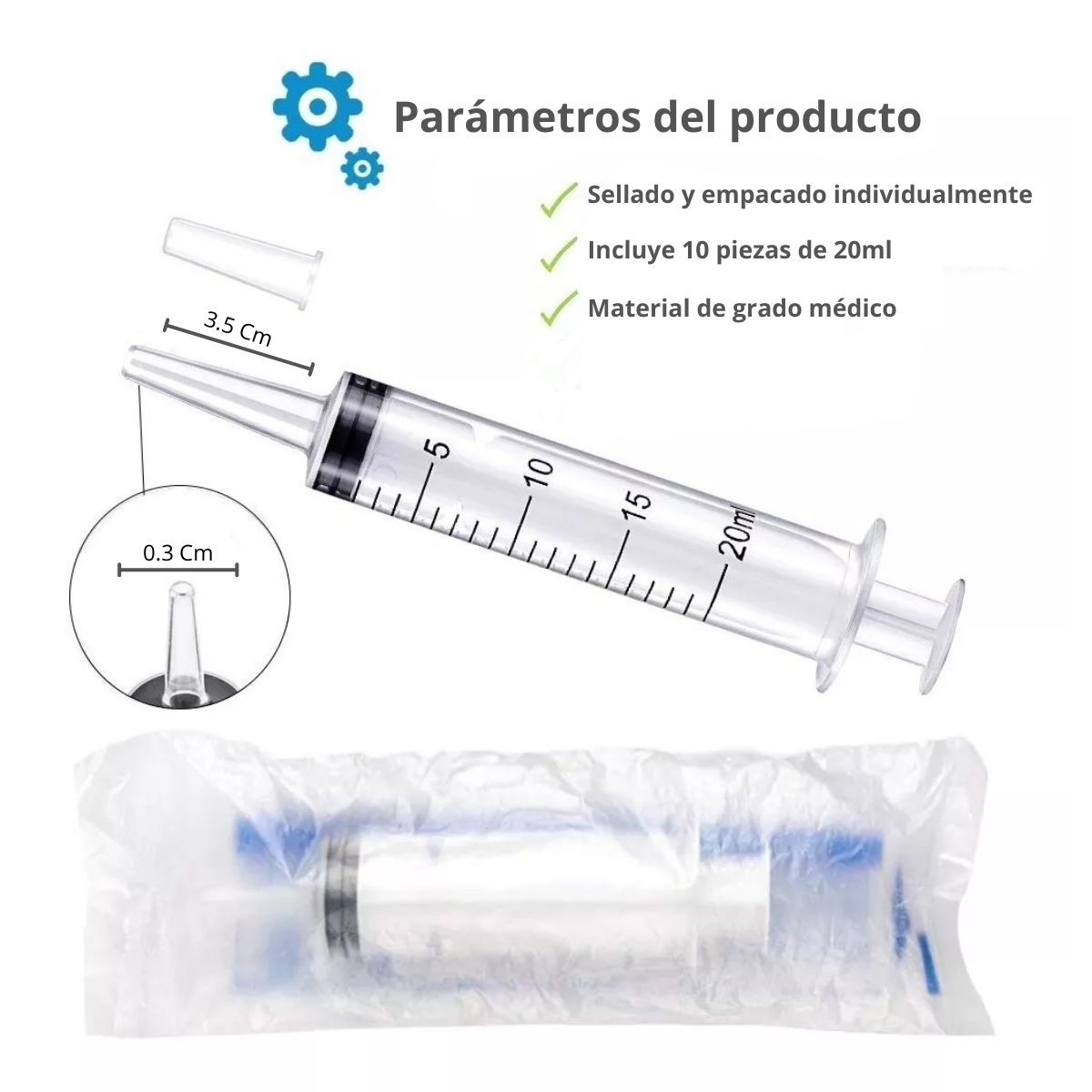 Foto 4 pulgar | Set de 10 Jeringas Reutilizables de 20 ml con Medición