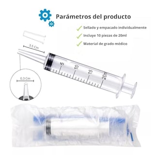 Foto 3 | Set de 10 Jeringas Reutilizables de 20 ml con Medición