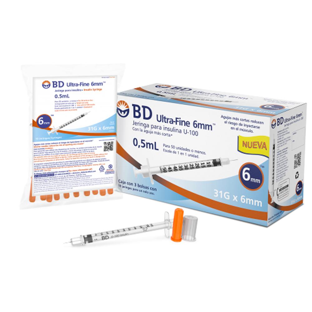 Foto 3 pulgar | Jeringa para Insulina Bd Ultra Fine 0.5 ml 31x6mm 30 Piezas