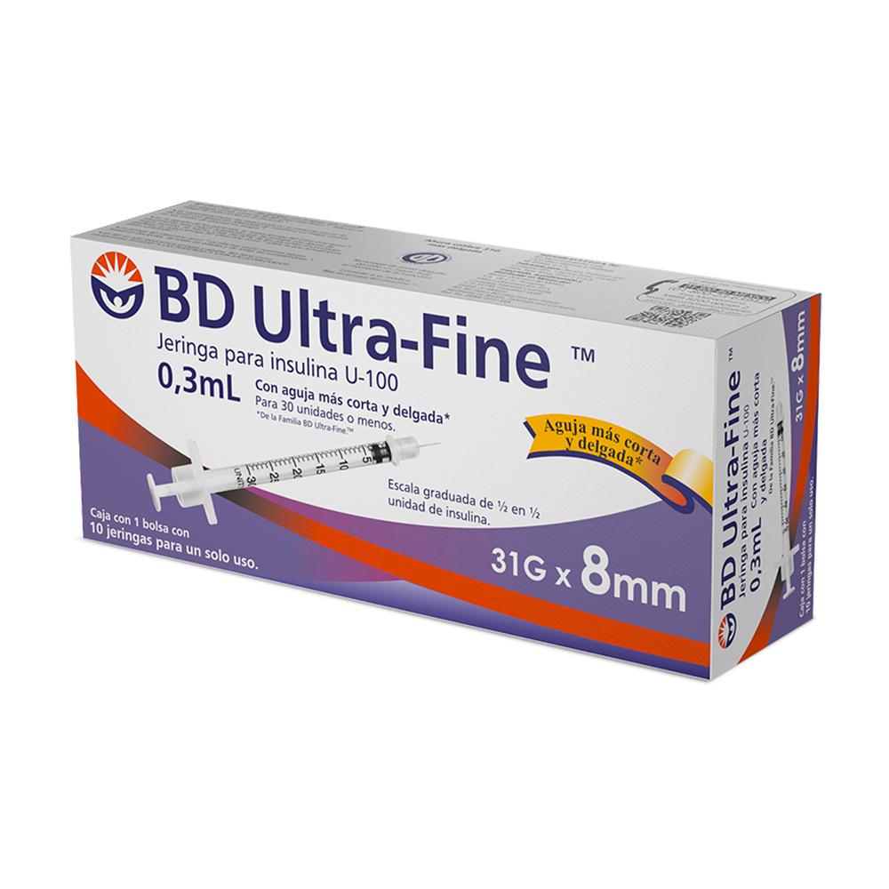 Foto 2 pulgar | Jeringa para Insulina Bd Ultra Fine 0.5 Ml 31gx8mm 10 Piezas