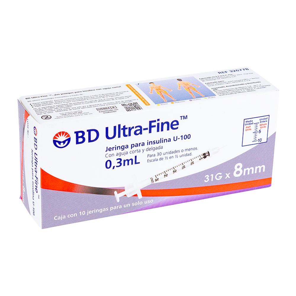 Foto 4 pulgar | Jeringa para Insulina Bd Ultra Fine 0.5 Ml 31gx8mm 10 Piezas
