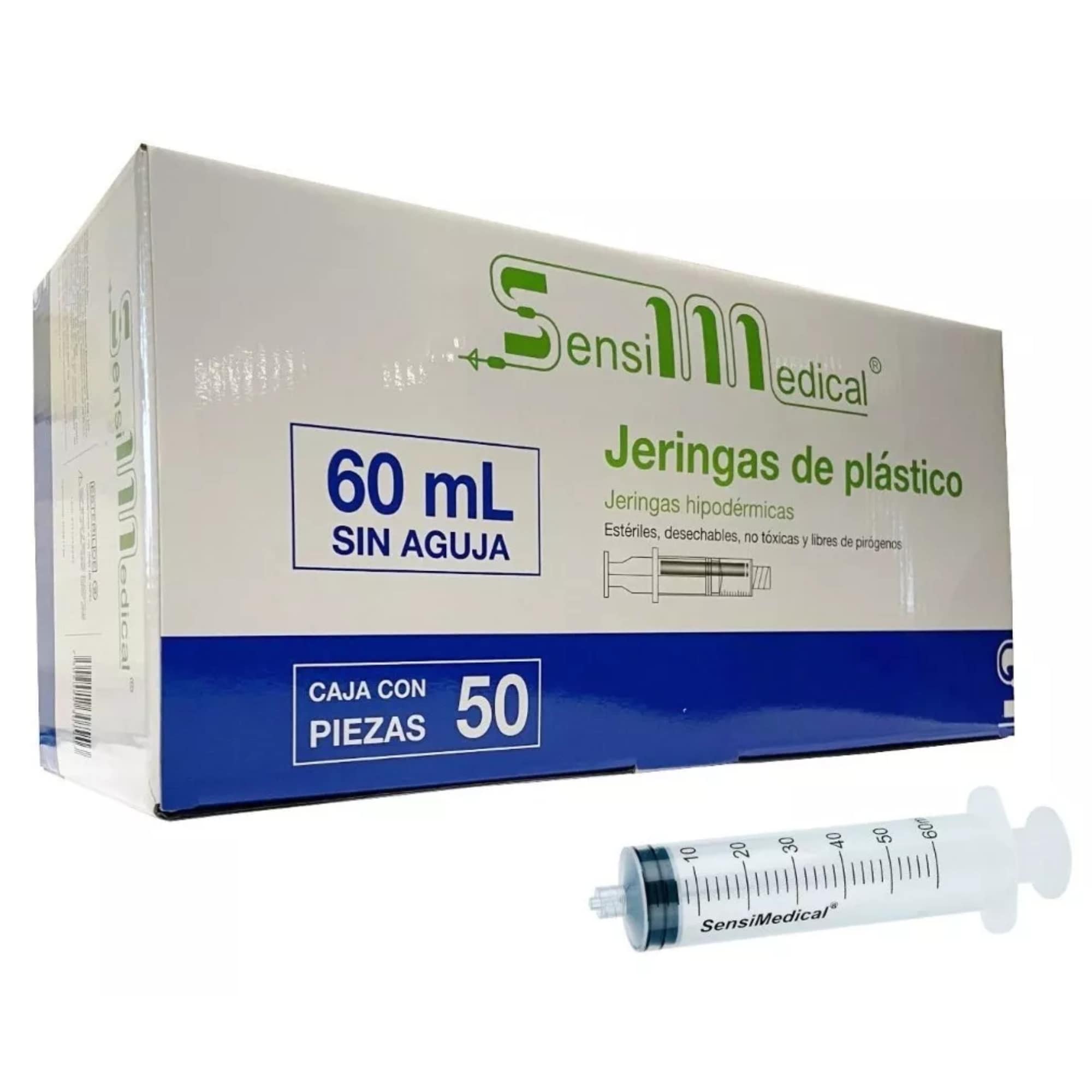 Jeringa Sensimedical 60ml Sin Aguja Caja con 50 Piezas $799