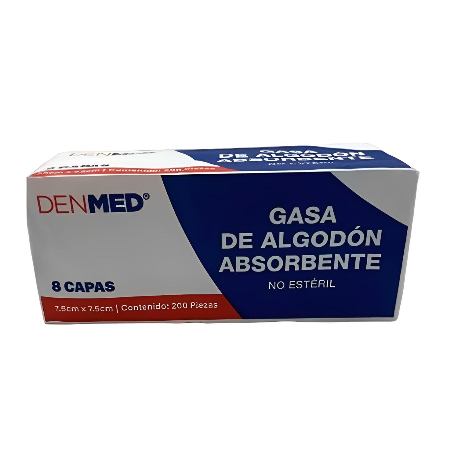 Foto 2 pulgar | Gasa No Esteril Algodón Absorbente Caja 200 Pzs 7.5x7.5 Cm Denmed